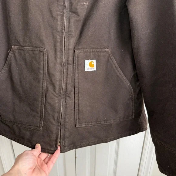 Carhartt Sherpa Lined Jacket Womens Large Brown Workwear Chore Coat Gorpcore - Picture 3 of 8